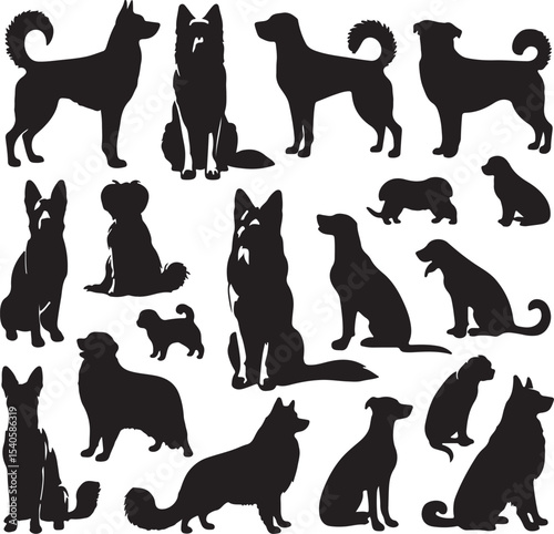 Set of dog silhouettes