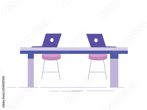 Modern office Empty no people on desk office concept. Vector flat cartoon graphic design illustration