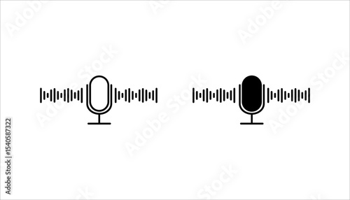 Podcast concept. Microphone with voice recording wave. Future technology
