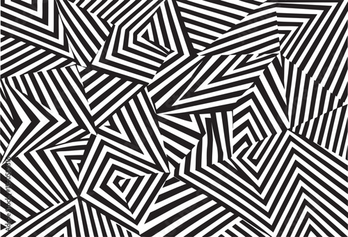 Abstract Dazzle Camouflage Pattern
Geometric Optical Illusion Stripes
Modern Black and White Op Art Design
Intricate Striped Camouflage Background