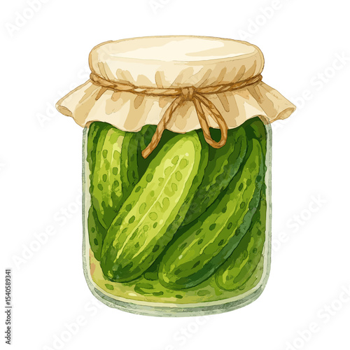 Jar of Pickled Cucumbers Vector Illustration