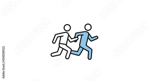 Two stylized figures running together in a symbol of cooperation and teamwork.