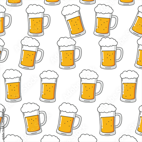 beer seamless pattern memphis style outline line bundle set background download