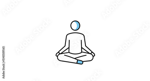 A simple line illustration of a meditating person in lotus position.