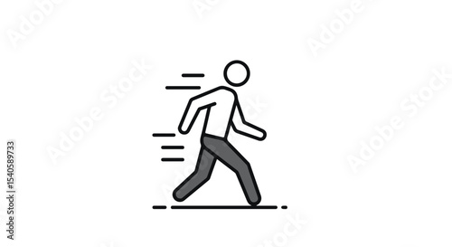 A stick figure of a person running fast.