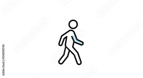 Walking person illustration on a clean backdrop.