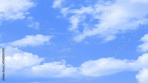 Clear sky with a cloud, Puffy fluffy white cloud n cotton candy cumulus cloudscape moving on beautiful sunny clear blue sky background in summer sunlight n sun ray at sunshine day.