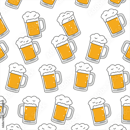 beer seamless pattern memphis style outline line bundle set background download