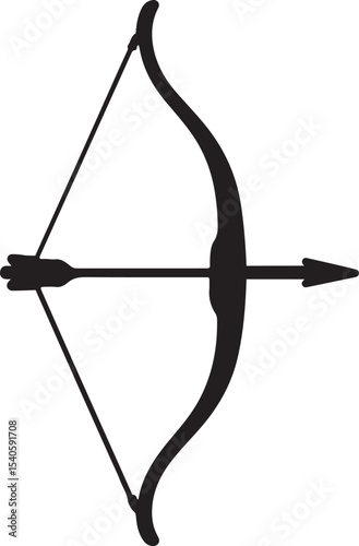 Classic Bow and Arrow Silhouette Archery Weapon Vector Illustration for Logos, Crafts, and Designs