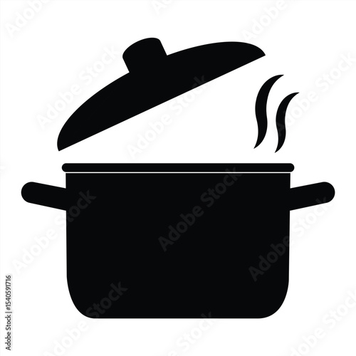 Pot and lid with steam icon design. vector illustration