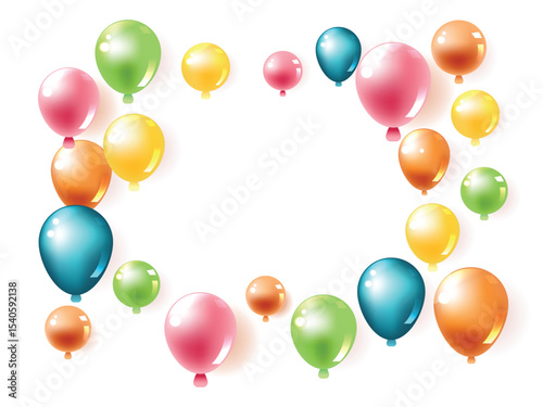 Balloon isolated on white background. Vector flat illustration. Birthday balun flies for party and celebrations.