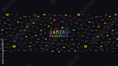 Colorful Gaming Icons Seamless Pattern for Wallpaper and Digital Media Background