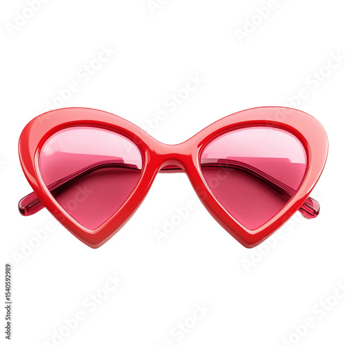  Red heart sunglasses with pink shades isolated cutout [Transparent Background PNG].