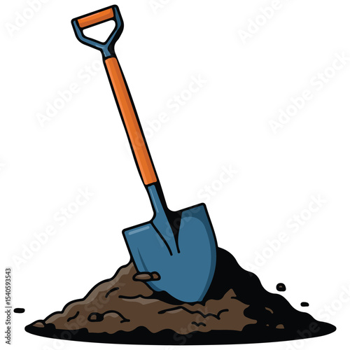 spade with soil landscaping element isolated vector illustration on white background