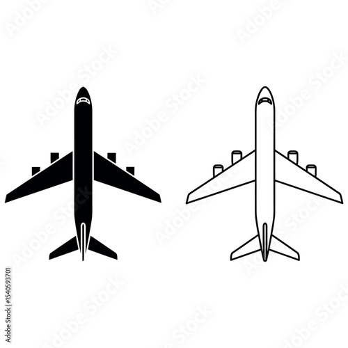 Airplane Silhouette in Flight Sky Travel Aviation Icon