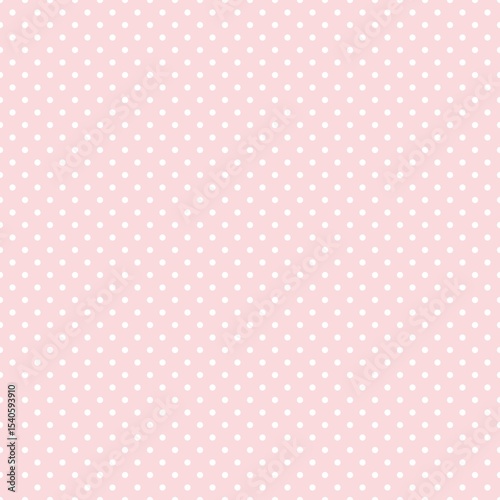 White polka dot seamless pattern on powder pink background with repeating round dots