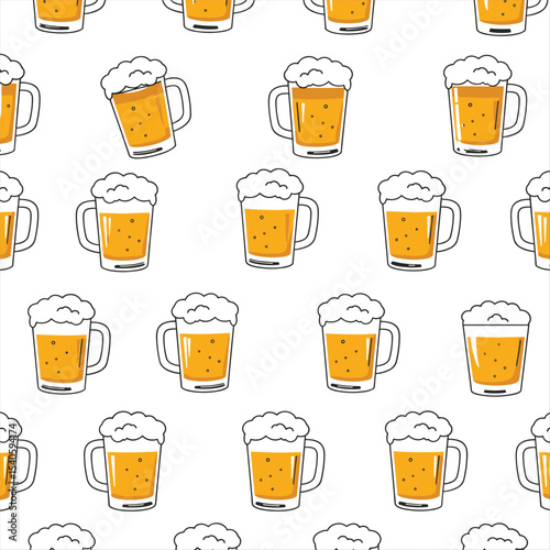 beer seamless pattern memphis style outline line bundle set background download