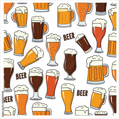 beer seamless pattern memphis style outline line bundle set background download