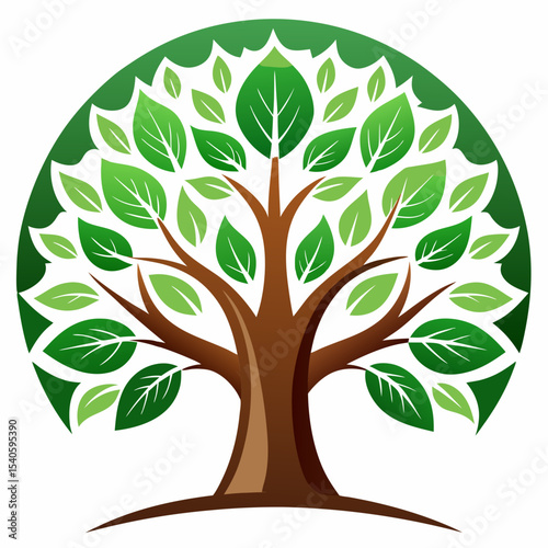 vector tree with green leaves