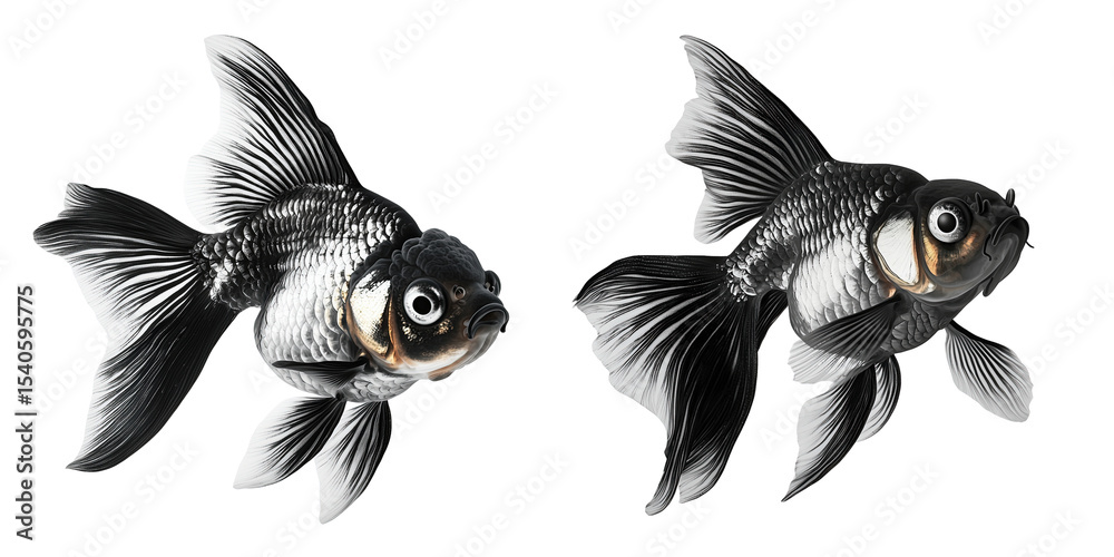 Obraz premium Graceful goldfish swimming in aquatic life close-up