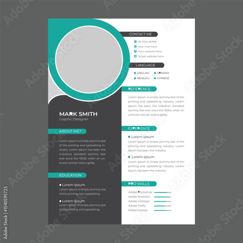 Professional clean and simple resume portfolio or cv template