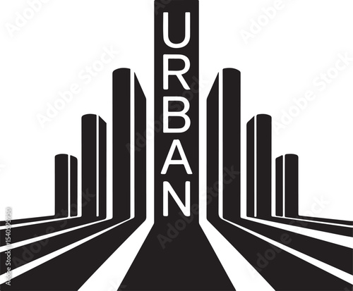 Architectural Columns Silhouette Vector Illustration