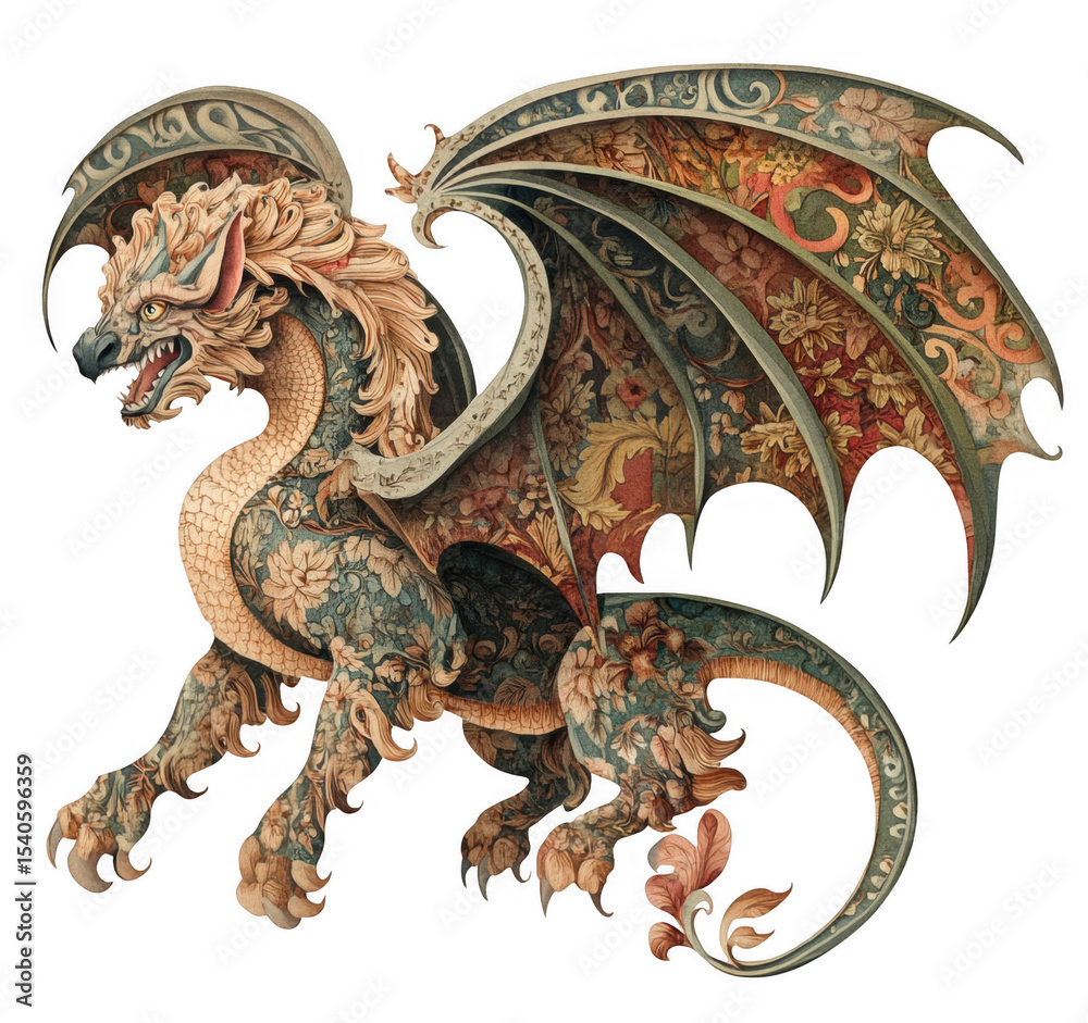 Fototapeta premium Fantasy Dragon Tapestry Illustration