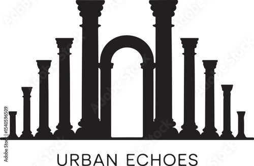Architectural Columns Silhouette Vector Illustration