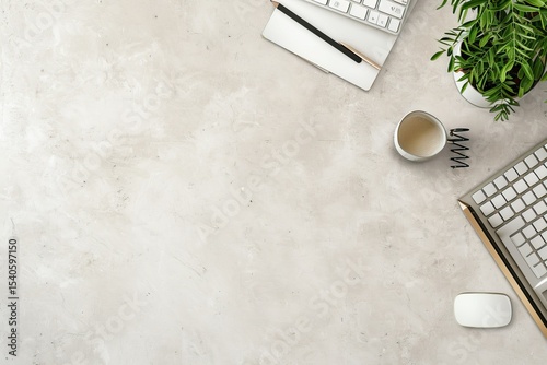 Sharp Image of Top View of Neat Office Desk