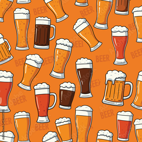 beer seamless pattern memphis style outline line bundle set background download