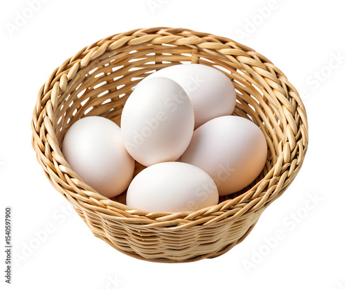 Wallpaper Mural Fresh eggs nestled in a wicker basket isolated on transparent background Torontodigital.ca