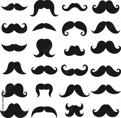 Minimalist Mustache Icon Pack with Multiple Styles