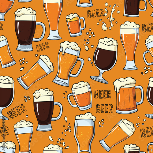 beer seamless pattern memphis style outline line bundle set background download