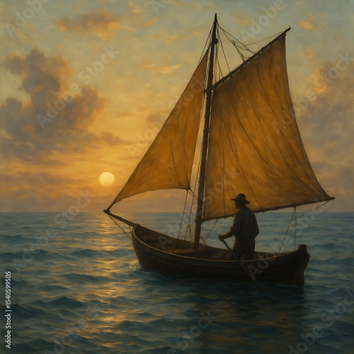 sailboat at sunset beautiful painting digital art via artificial intelligence 