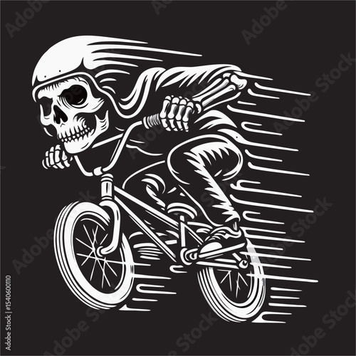 Illustrator vector of Skull ridding bmx 