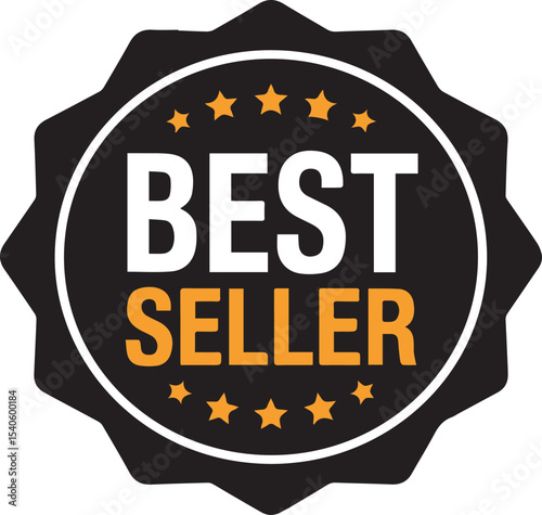 Best Seller Badge Icon with Stars in Bold Typography