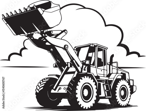 Front Loader Silhouette Vector Illustration