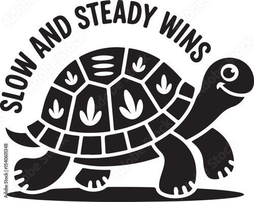 Funny Turtle Vector Silhouette Design in Black and White