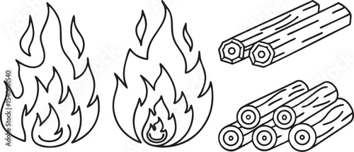 Barbecue Flames with Charcoal fire Flat Vector Illustration for Grill and Cookout