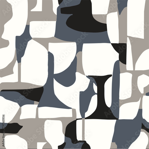 Abstract shape seamless pattern. upscale big shape geometry, graphical textures. more trendy colors, swirl,wave, background. vector illustration. 