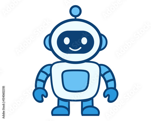 Cute Friendly Robot Icon – Artificial Intelligence Vector