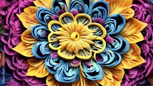Banner consisting from traditional species mandala in colorful flowers