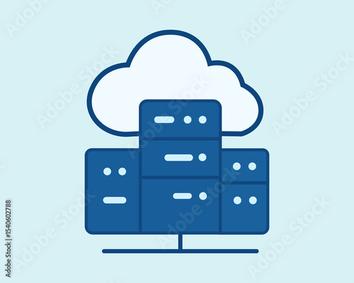 Cloud Server Data Center Icon – Vector Technology Illustration