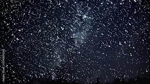Starfall in sky, bright meteorites glow in atmosphere