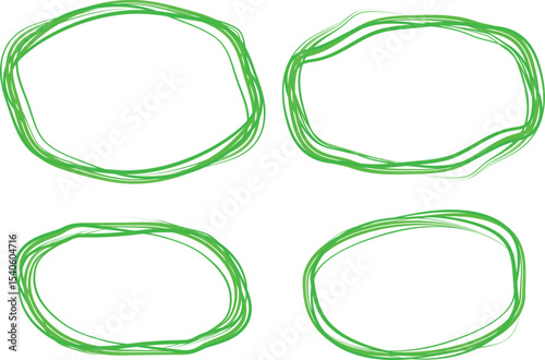 light green color doodle scribble circles set
