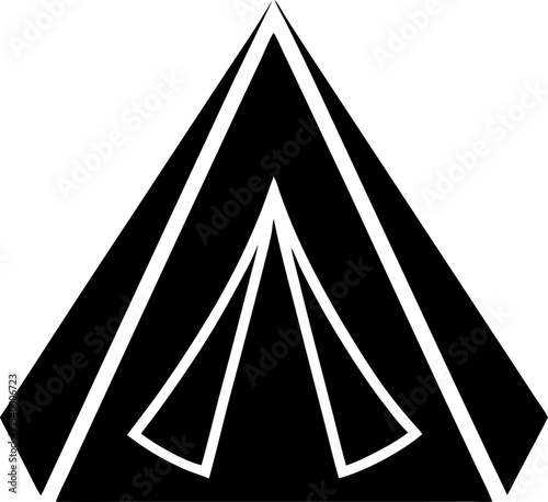 Abstract black and white geometric composition featuring pyramid shapes and linear elements suitable for minimalist design