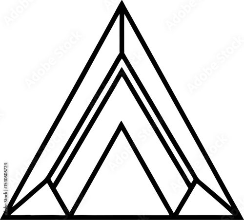 Abstract geometric triangle illustration featuring concentric shapes in bold black lines on a white background suitable for design concepts