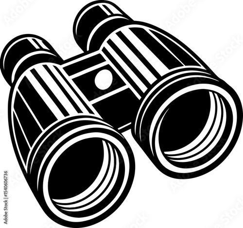 Black and white binoculars vector illustration suitable for exploration travel and adventure concepts or logo design