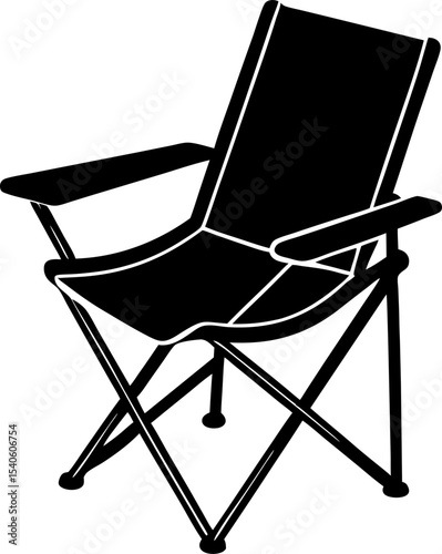 Black and white camping chair silhouette graphic for outdoor relaxation and leisure