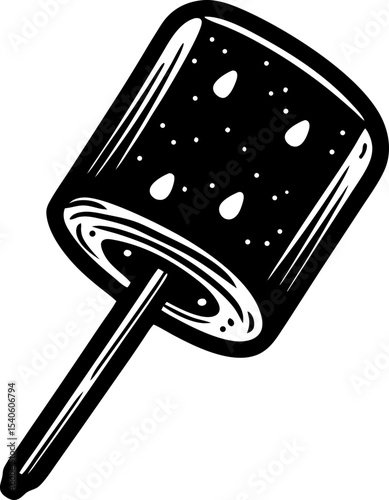 Black and white ice pop illustration vector design representing summer refreshment cold sweet treat isolated on white background